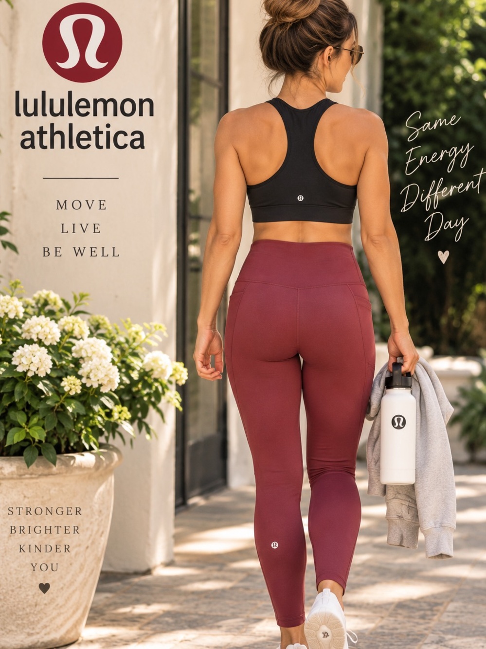 Lululemon Garnet High-Rise Full-Length Leggings Side Pockets Logo Size 10
